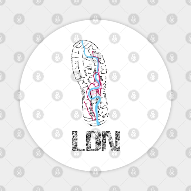 London Runner Route City Beats Shoe Print | London 26.2 Magnet by Bored Imagination Pop Art Absurdities 